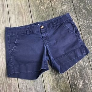 AEO Blue Khaki Stretch Midi Shorts